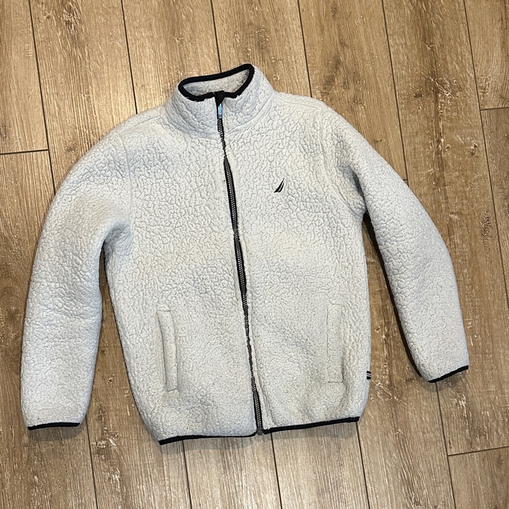 Nautica Kids Light Gray Sherpa Jacket Size 10-12